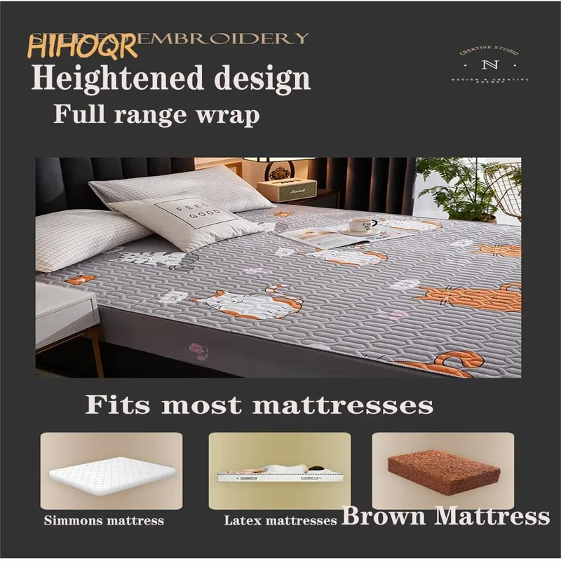 Waterproof Thicken Mattress Pad Protector Skin-Friendly Durable Fitted Sheet Bed Cover Latex Mat Cover 120x200 150x200 180x200