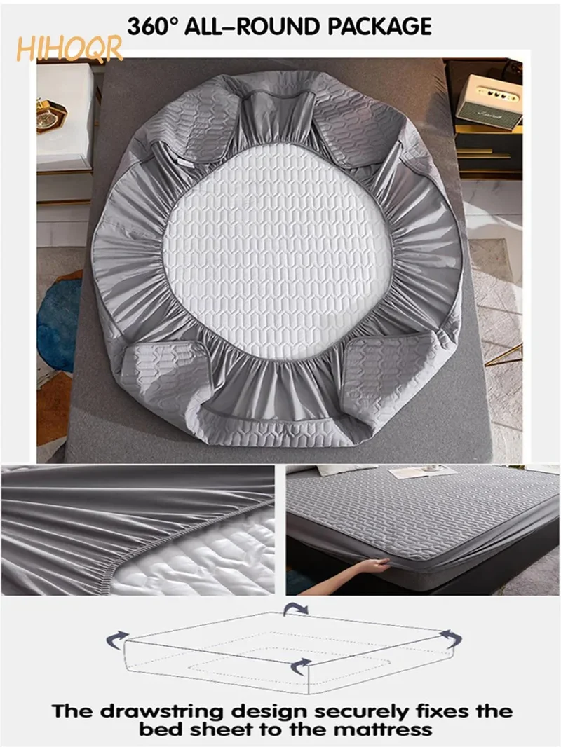 Waterproof Thicken Mattress Pad Protector Skin-Friendly Durable Fitted Sheet Bed Cover Latex Mat Cover 120x200 150x200 180x200