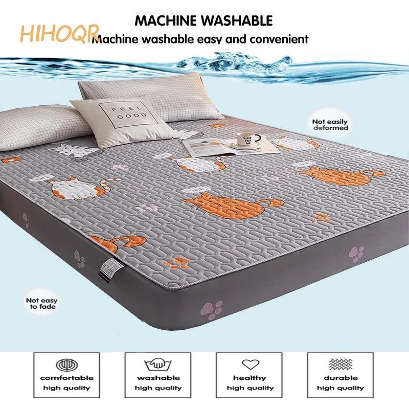 Waterproof Thicken Mattress Pad Protector Skin-Friendly Durable Fitted Sheet Bed Cover Latex Mat Cover 120x200 150x200 180x200