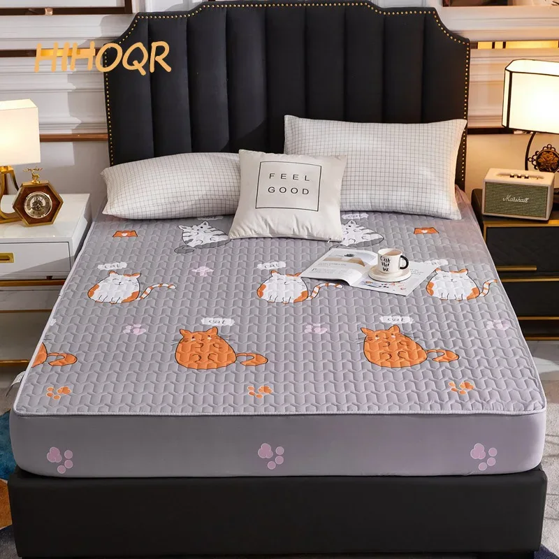 Waterproof Thicken Mattress Pad Protector Skin-Friendly Durable Fitted Sheet Bed Cover Latex Mat Cover 120x200 150x200 180x200