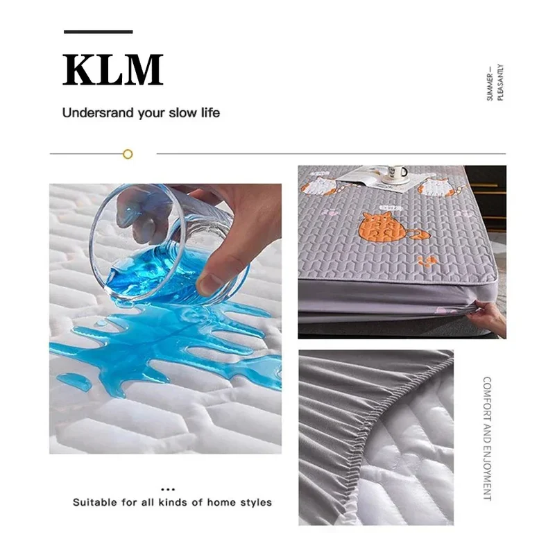 Waterproof Thicken Mattress Pad Protector Skin-Friendly Durable Fitted Sheet Bed Cover Latex Mat Cover 120x200 150x200 180x200