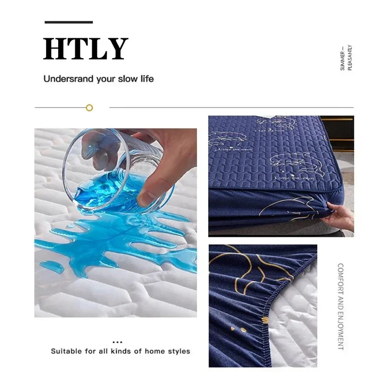 Waterproof Thicken Mattress Pad Protector Skin-Friendly Durable Fitted Sheet Bed Cover Latex Mat Cover 120x200 150x200 180x200