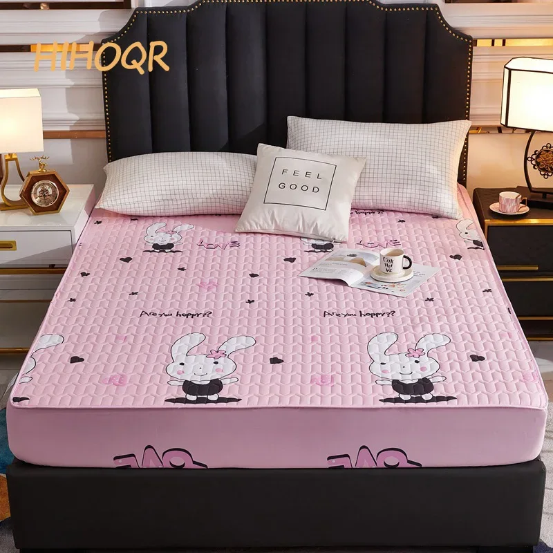 Waterproof Thicken Mattress Pad Protector Skin-Friendly Durable Fitted Sheet Bed Cover Latex Mat Cover 120x200 150x200 180x200