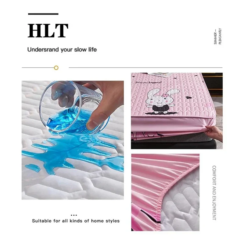 Waterproof Thicken Mattress Pad Protector Skin-Friendly Durable Fitted Sheet Bed Cover Latex Mat Cover 120x200 150x200 180x200