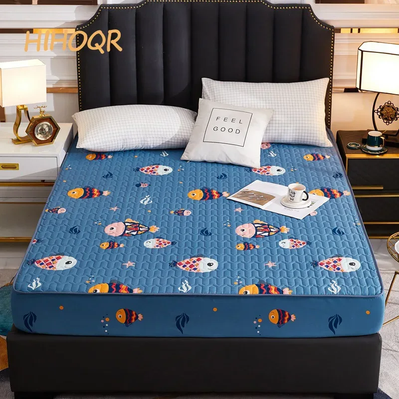 Waterproof Thicken Mattress Pad Protector Skin-Friendly Durable Fitted Sheet Bed Cover Latex Mat Cover 120x200 150x200 180x200