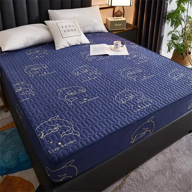 Waterproof Thicken Mattress Pad Protector Skin-Friendly Durable Fitted Sheet Bed Cover Latex Mat Cover 120x200 150x200 180x200