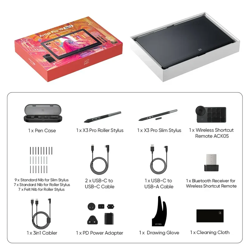 XPPen Artist Pro 19 (Gen 2) 4K Graphics Tablet Monitor with 99.8% sRGB X3 Pro Stylus 18.4 Inch Drawing Display for Windows Mac