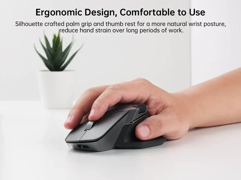 Rapoo MT760 Rechargeable Multi-mode Wireless Mouse Ergonomic 3200 DPI Easy-Switch Up to 4 Devices Bluetooth Mouse Office Mice