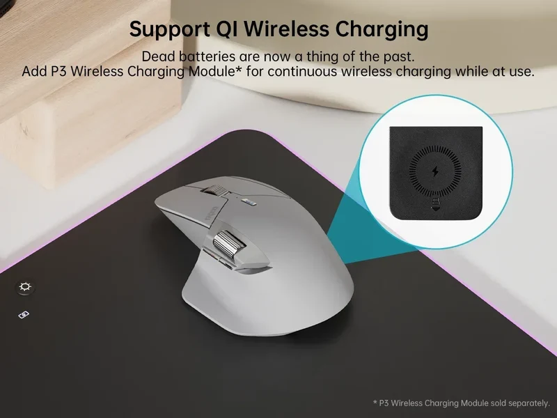 Rapoo MT760 Rechargeable Multi-mode Wireless Mouse Ergonomic 3200 DPI Easy-Switch Up to 4 Devices Bluetooth Mouse Office Mice