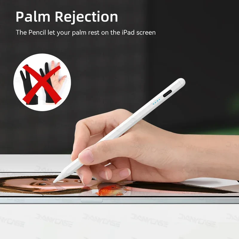 For iPad Air 6 M2 Stylus Pencil with Palm Rejection Tilt iPad Pen for 2024 iPad Pro M4 Pro 11/12.9 iPad 5/6/7/8/9/10th mini 6