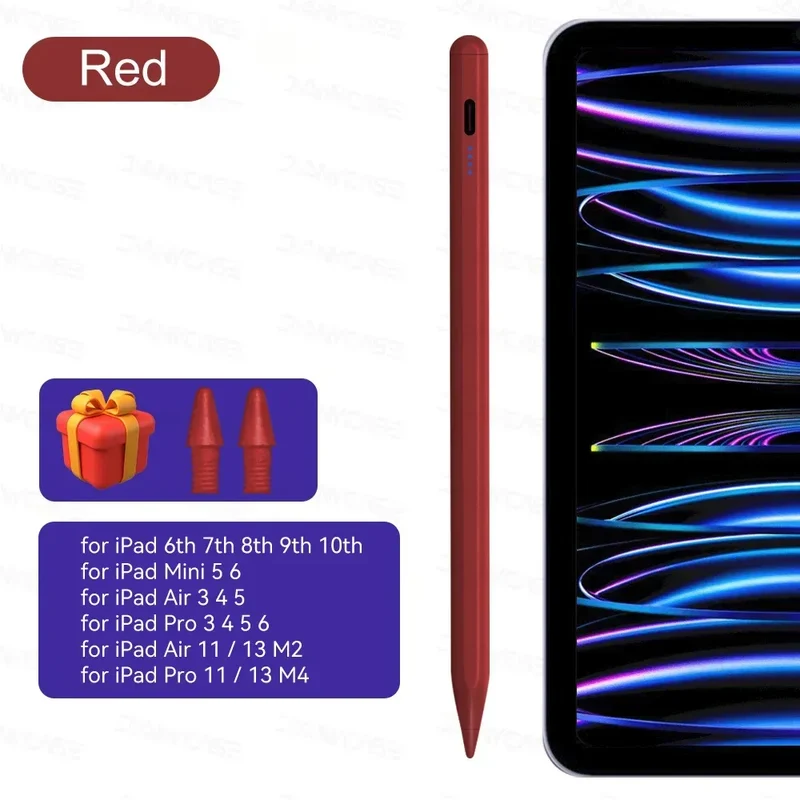 For iPad Air 6 M2 Stylus Pencil with Palm Rejection Tilt iPad Pen for 2024 iPad Pro M4 Pro 11/12.9 iPad 5/6/7/8/9/10th mini 6