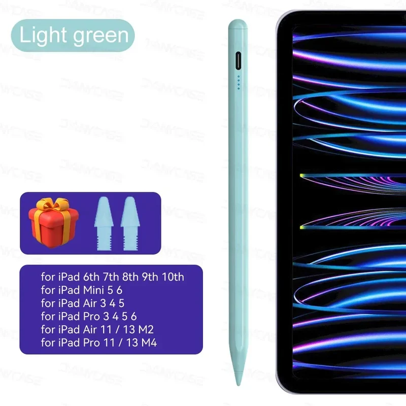 For iPad Air 6 M2 Stylus Pencil with Palm Rejection Tilt iPad Pen for 2024 iPad Pro M4 Pro 11/12.9 iPad 5/6/7/8/9/10th mini 6