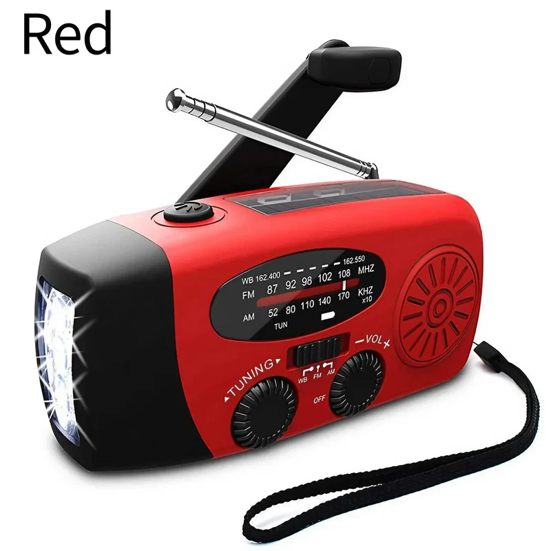 Multifunctional Portable Radio Hand Crank Solar Power FM AM WB NOAA Weather Radio Emergency LED Flashlight Flashlight Power Bank
