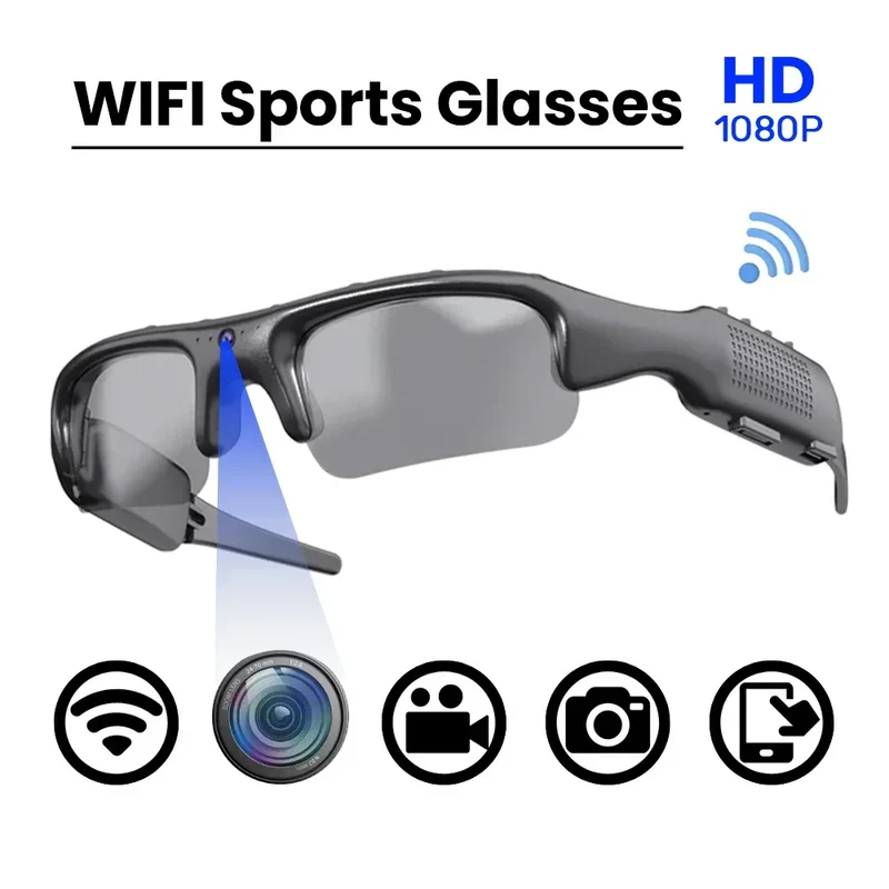 Smart Camera Glasses Video Sunglasses WiFi 1080P HD Video Recording Camera Glasses for Car Cycling Driving Hiking Fishing