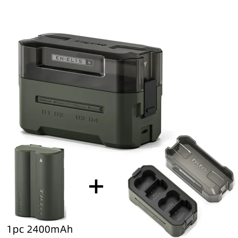 TILTA EN-EL15C Battery 2400mAh Portable Charging Station (4 Channel) for Nikon ZR Z8 Z7 Z6 Z63/62 Z5 ZF Z7II Z6II D850 D810 D710