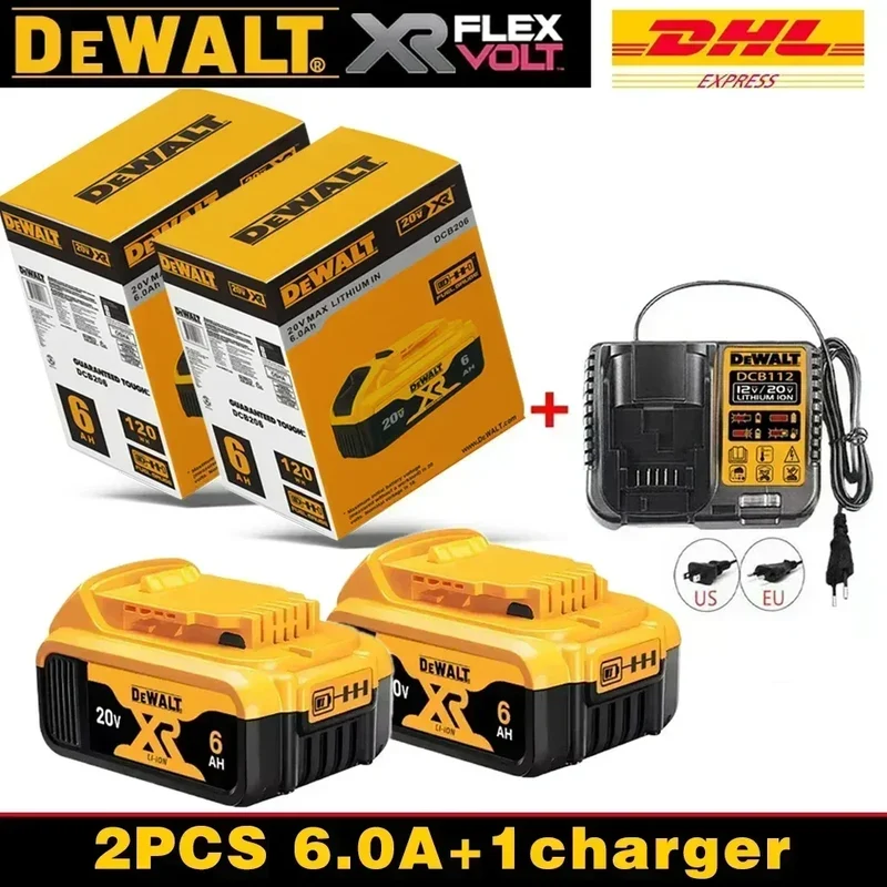 Original Dewalt 20V Battery, dewalt 2AH 3 5AH/6AH Rechargeable Lithium-Ion Battery, Dewalt DCB206 Power Tool Replacement Battery