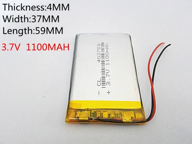 3.7V 403759 1100mAh Lithium Polymer Li-Po Rechargeable DIY Battery For Mp3 MP4 MP5 GPS mobile electronic