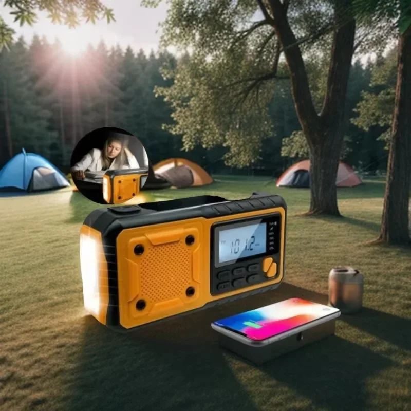 DAB376BT Crank Radio DAB+FM BT Emergency Radio with 5000 mAh Battery Solar with Alarm Clock Hand Crank Blackout Emergency use