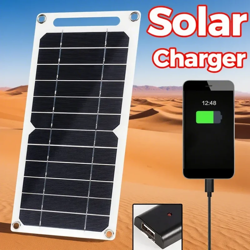 Fast Charging Dual Solar Panel Hiking Camping USB 5V Waterproof Portable Mobile Phone Power Bank Charging Detachable fold
