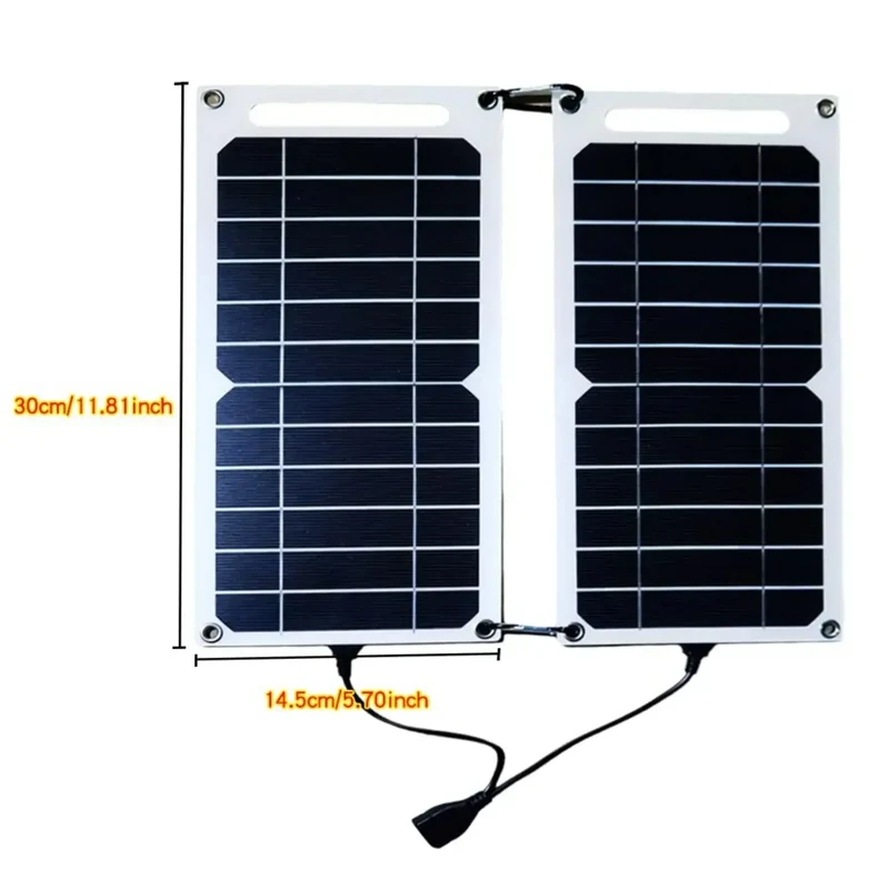 Fast Charging Dual Solar Panel Hiking Camping USB 5V Waterproof Portable Mobile Phone Power Bank Charging Detachable fold