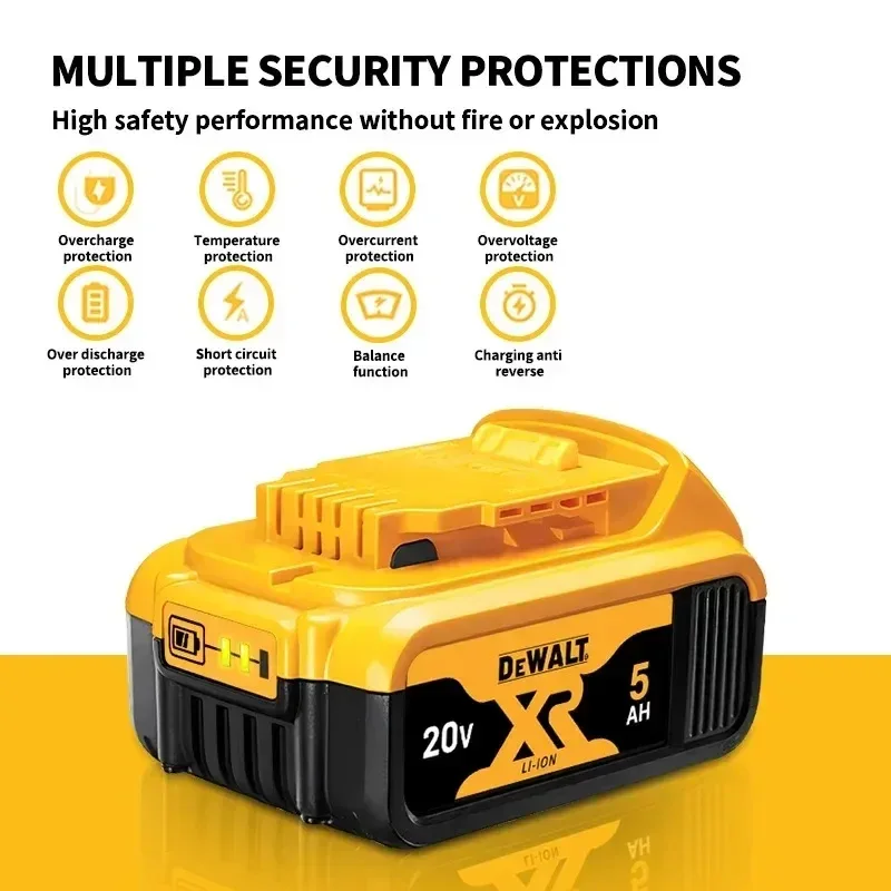100% Original DeWalt 20V/60V 30 2.0Ah-9.0Ah MAX Battery Power Tool Replacement For DCB184 DCB181 DCB182 DCB200 Battery