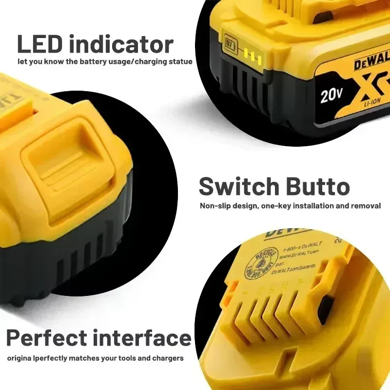 100% Original DeWalt 20V/60V 30 2.0Ah-9.0Ah MAX Battery Power Tool Replacement For DCB184 DCB181 DCB182 DCB200 Battery