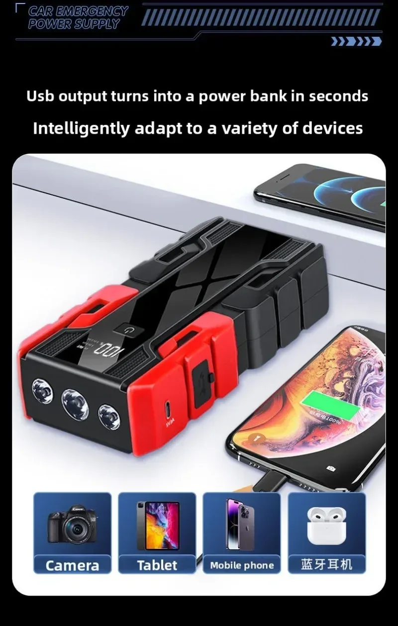 New 12V 99800mAh 3000A Car Jump Starter Car Battery Starters Portable Power Bank 12V Starting Device Booster Petrol Diesel Car