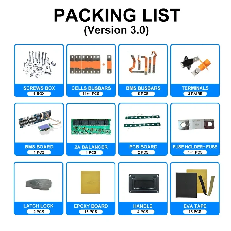 EU Stock 3.0 Seplos Kits Lifepo4 Battery 48V 280AH 310AH 320AH Power Bank Stand Battery Box 2A Balance Rechargeable Solar