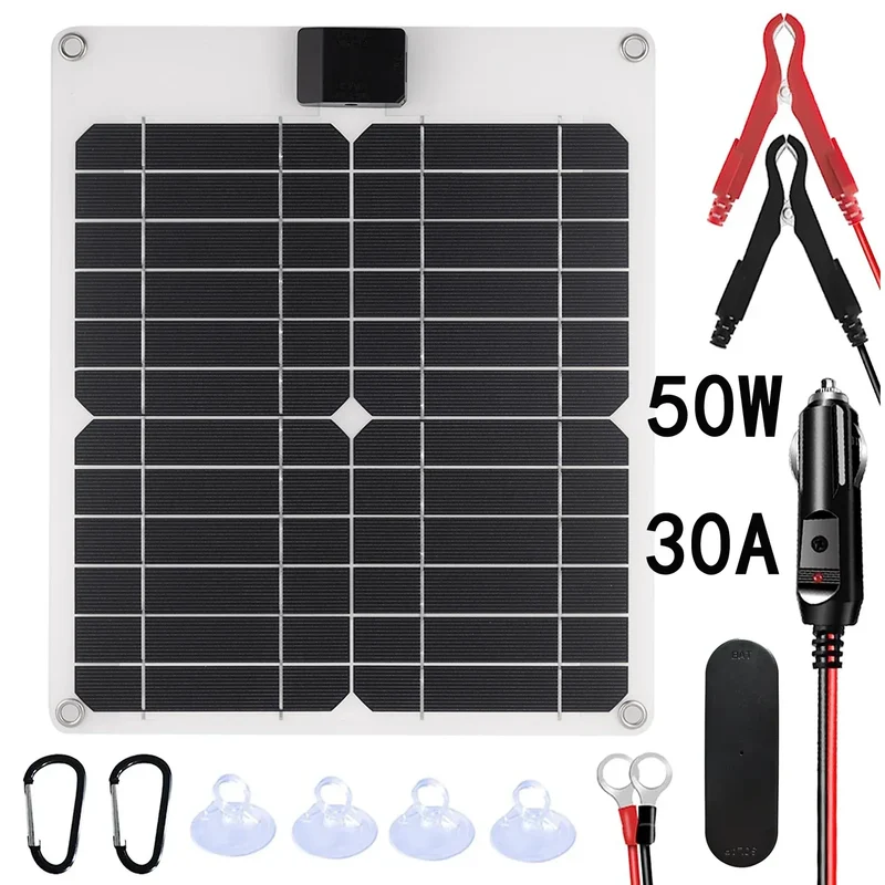 100W 5A-60A Solar Car Battery Charger Kit 5V/12V Fast Charging, high current fast charging Built-in Voltage Regulator
