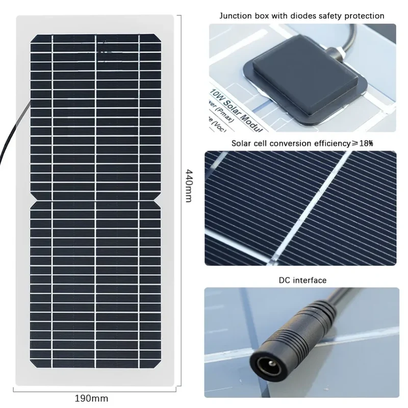 18V 10W Solar Panel Charger Complete Outdoor Camping Mountaineering Travel Solar kit Portable Power Supply For Phone Charging