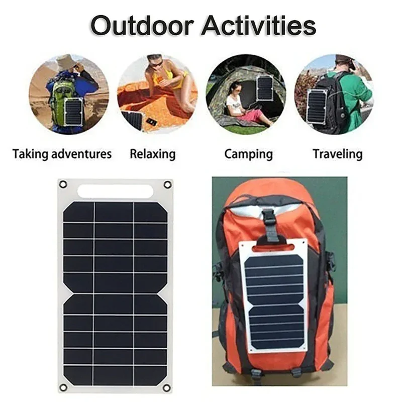 5V 10W Solar Panel USB Outdoor Hike Camping Portable Cells Battery Solar Charger Charging Plate for Mobile Phone Power Bank