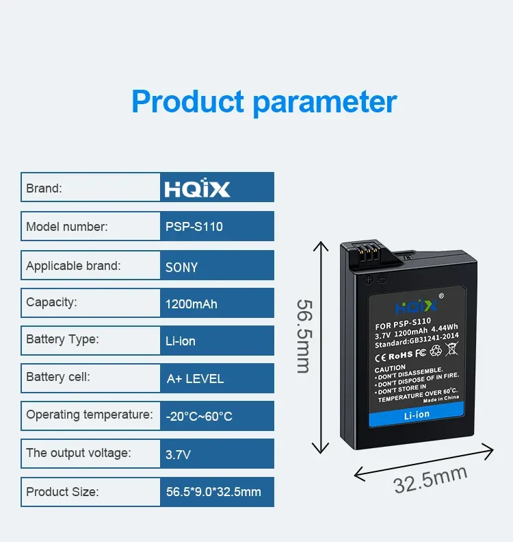 HQIX for Sony PSP-2000 2001 2002 2003 2004 2005 2006 2007 2008 3000 3001 3002 3003 3004 Game Console PSP-S110 Charger Battery