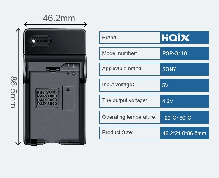 HQIX for Sony PSP-2000 2001 2002 2003 2004 2005 2006 2007 2008 3000 3001 3002 3003 3004 Game Console PSP-S110 Charger Battery