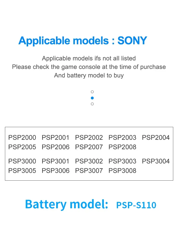 HQIX for Sony PSP-2000 2001 2002 2003 2004 2005 2006 2007 2008 3000 3001 3002 3003 3004 Game Console PSP-S110 Charger Battery