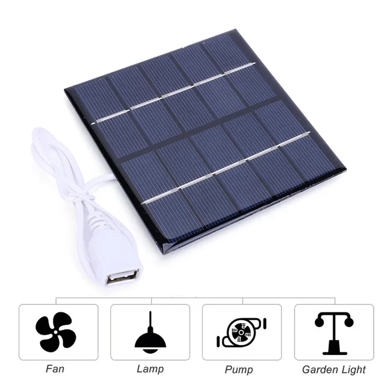 3/5W Battery Charger Solar Panel USB Output Polycrystalline Solar Panel Mobile Power Supply Lightweight for Charger 3.7V Battery