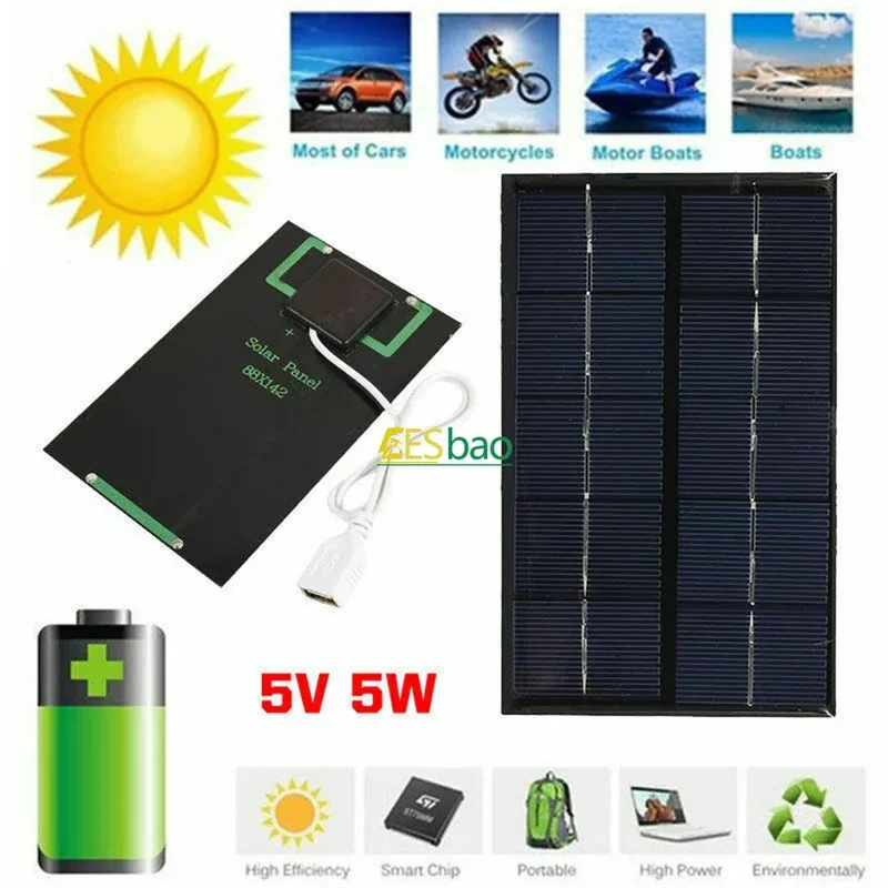 5V USB Solar Charger Outdoor Portable Waterproof Hiking Camping for Power Bank Phone Small Electronics portable solar panel