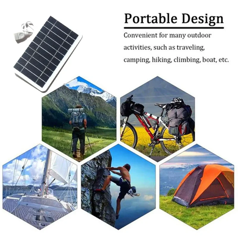 5V 400MA Solar Panel Charger Output USB Type-C Portable Solar System Mobile Phone Charger Electric Fan Outdoor Camping Home