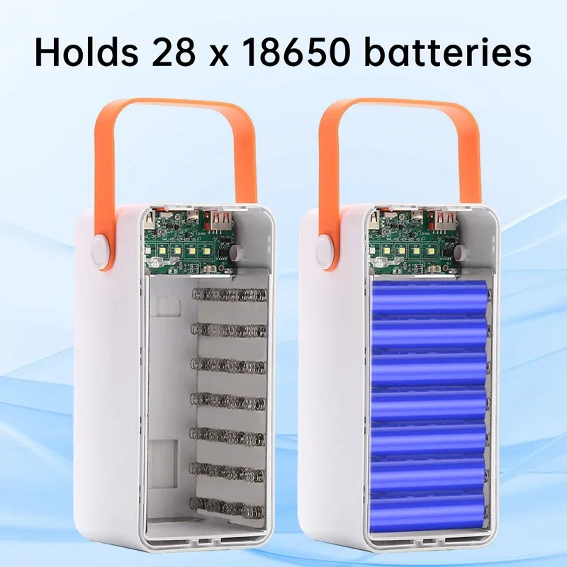 28 Solar 18650 Flat Head Battery Power Bank Welding Free Kit 22.5W Fast Charging Mobile Power Kit Easy Assembly