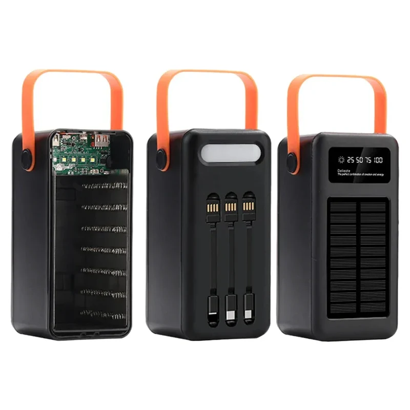 28 Solar 18650 Flat Head Battery Power Bank Welding Free Kit 22.5W Fast Charging Mobile Power Kit Easy Assembly