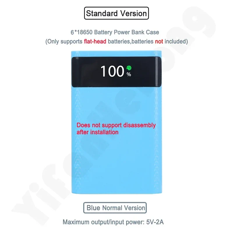 18650 Battery Power Bank Box 22.5W Fast Charging LCD Display 20000Mah Power Board For 6X18650 Battery Powerbank Case