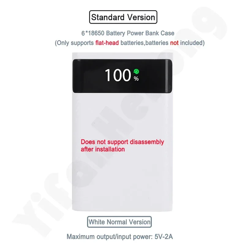 18650 Battery Power Bank Box 22.5W Fast Charging LCD Display 20000Mah Power Board For 6X18650 Battery Powerbank Case