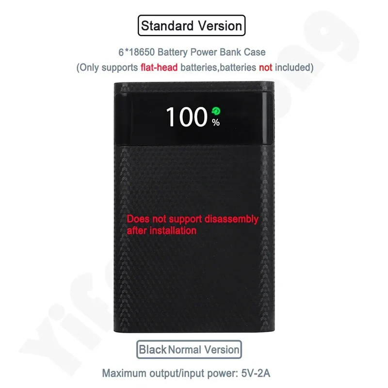 18650 Battery Power Bank Box 22.5W Fast Charging LCD Display 20000Mah Power Board For 6X18650 Battery Powerbank Case