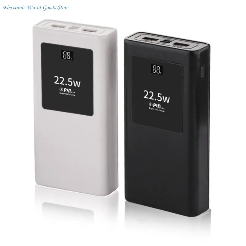 PowerBanks Casing Kit 20000mAh Mobile Chargers Builts in Cable PD22.5W Quick Charging LCD Display Shell