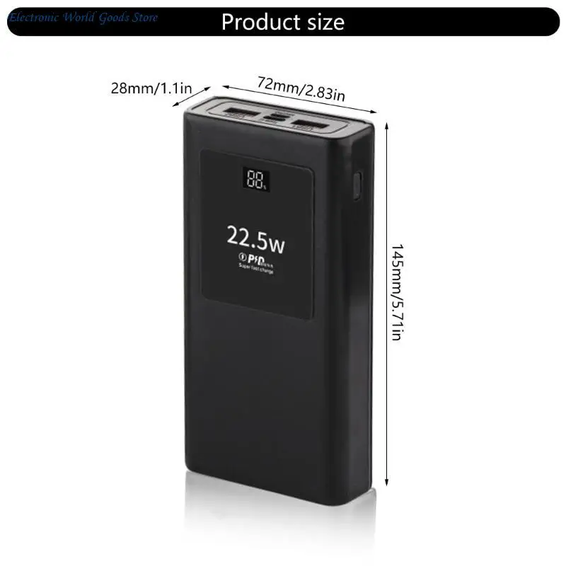 PowerBanks Casing Kit 20000mAh Mobile Chargers Builts in Cable PD22.5W Quick Charging LCD Display Shell