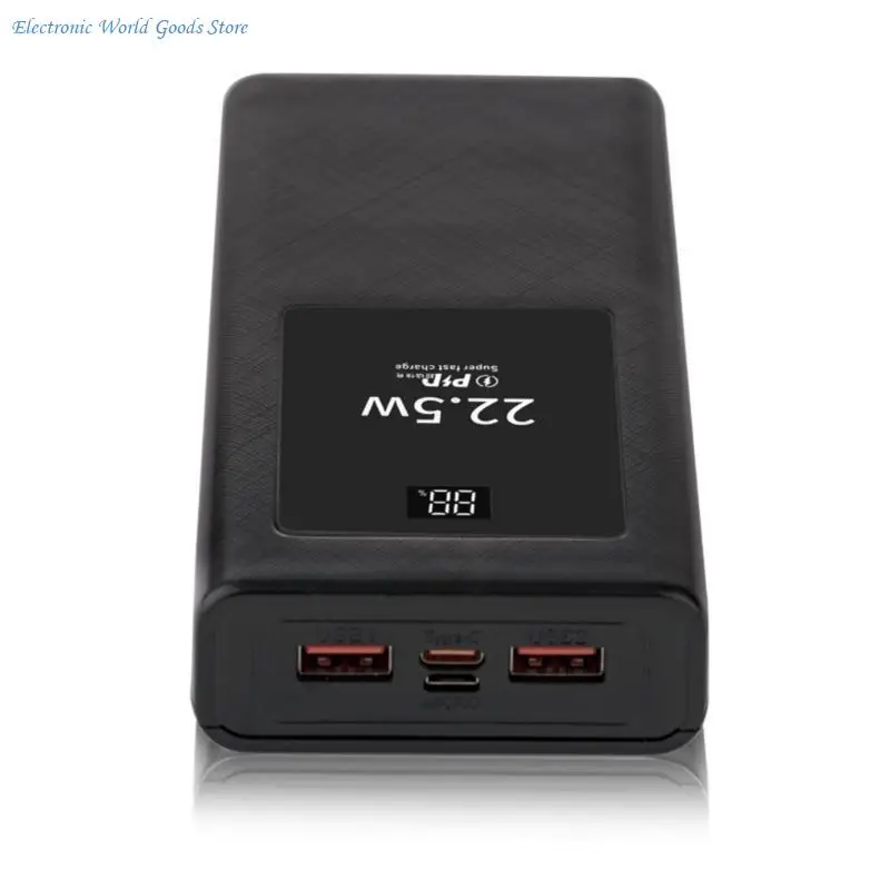 PowerBanks Casing Kit 20000mAh Mobile Chargers Builts in Cable PD22.5W Quick Charging LCD Display Shell