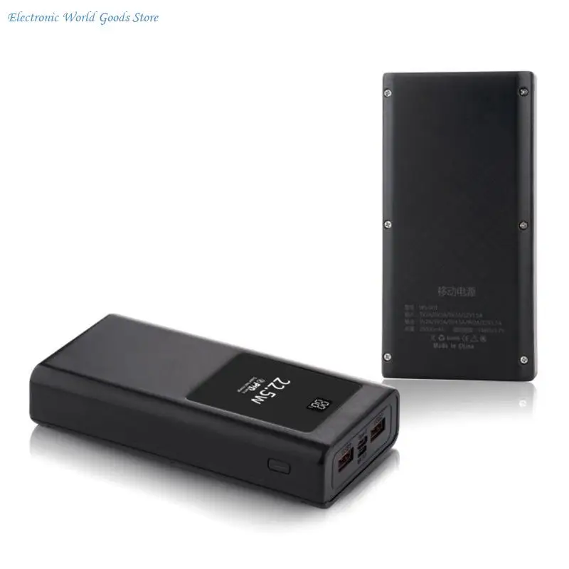 PowerBanks Casing Kit 20000mAh Mobile Chargers Builts in Cable PD22.5W Quick Charging LCD Display Shell