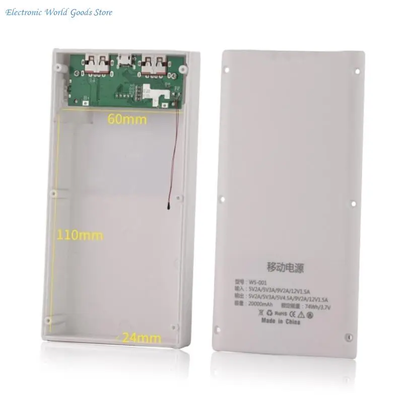 PowerBanks Casing Kit 20000mAh Mobile Chargers Builts in Cable PD22.5W Quick Charging LCD Display Shell