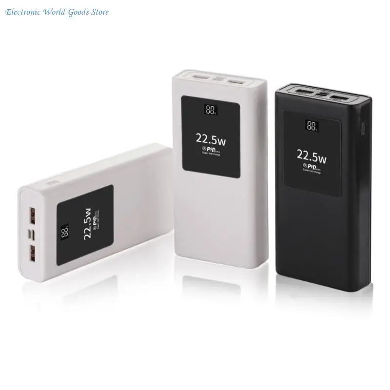 PowerBanks Casing Kit 20000mAh Mobile Chargers Builts in Cable PD22.5W Quick Charging LCD Display Shell