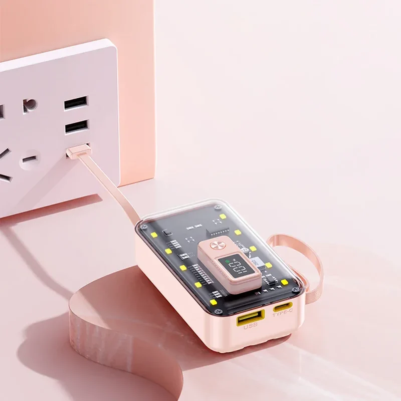 Transparent Mini Power Bank Kit Portable Fast Charging For21700 DIY Kit And Has Future Shape Is violet Battery not Included
