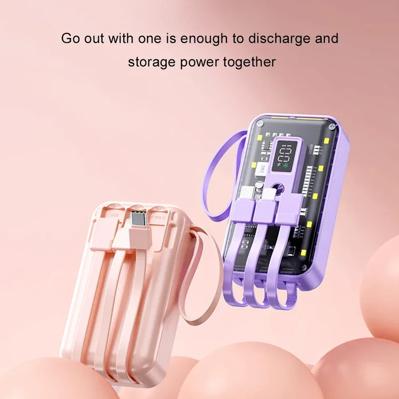 Transparent Mini Power Bank Kit Portable Fast Charging For21700 DIY Kit And Has Future Shape Is violet Battery not Included